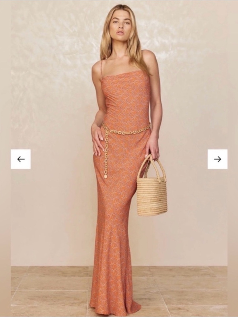 Monday Swimwear Cote D’azur Dress - Orange Chain Geo Print - Size P